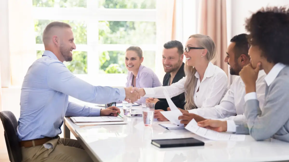 A candidate being interviewed