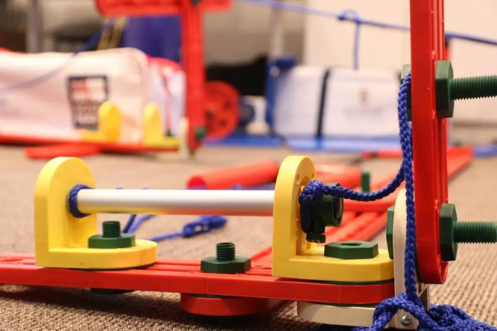 MTa STEM kit components used to build a simple trigger mechanism for releasing the car.