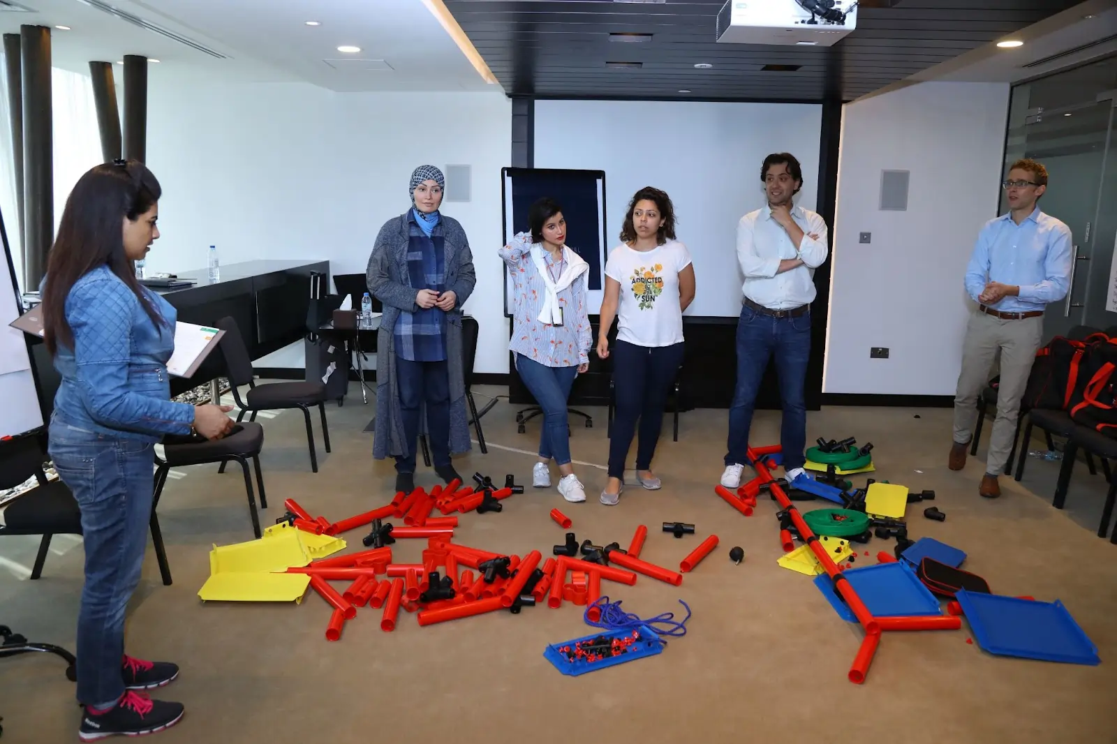 Group participating in the MTa Team Kit's Rectangle activity, enhancing team roles and dynamics.