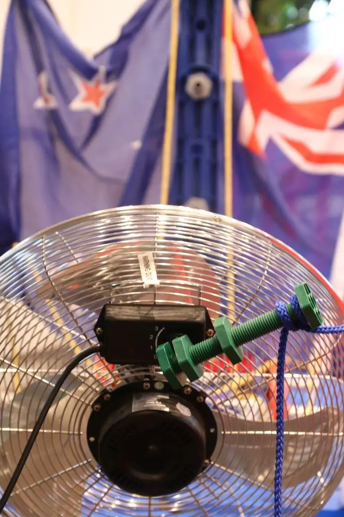 MTa STEM kit parts used to create a trigger with a pulley system to activate the fan.