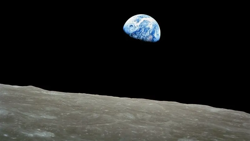 View of Earth from the moon, representing the NASA Moon Survival challenge’s decision-making journey.