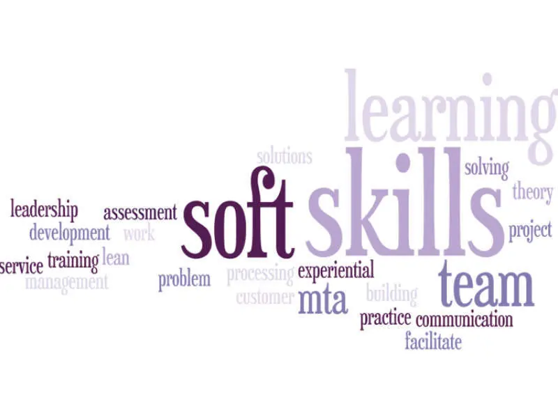 Soft skills, leadership, and teamwork words highlighting experiential learning and personal development.